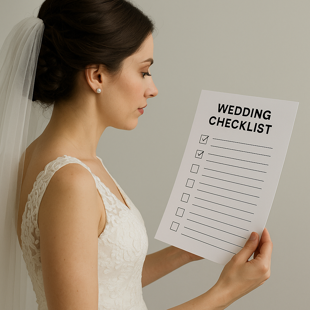 Bride looking at checklist - DJ Rock, My World