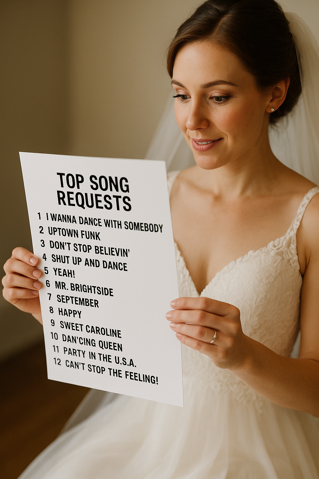 Bride holding a checklist DJ Rock My World