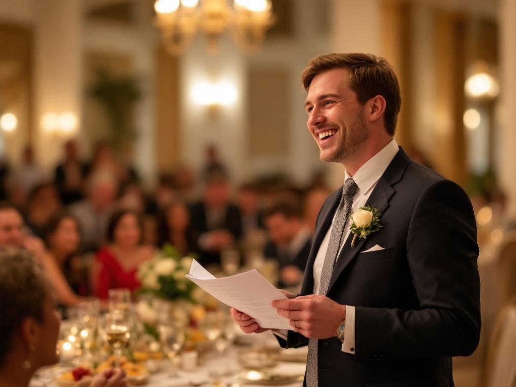 Guy giving a speech at a wedding - DJ Rock My World